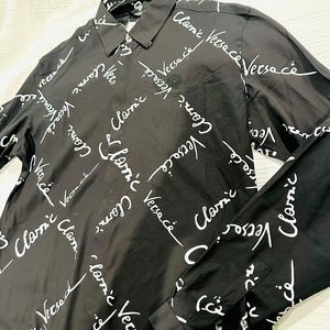 Authentic Versace men’s logo button-up shirt-black white- size 56R (XXL)